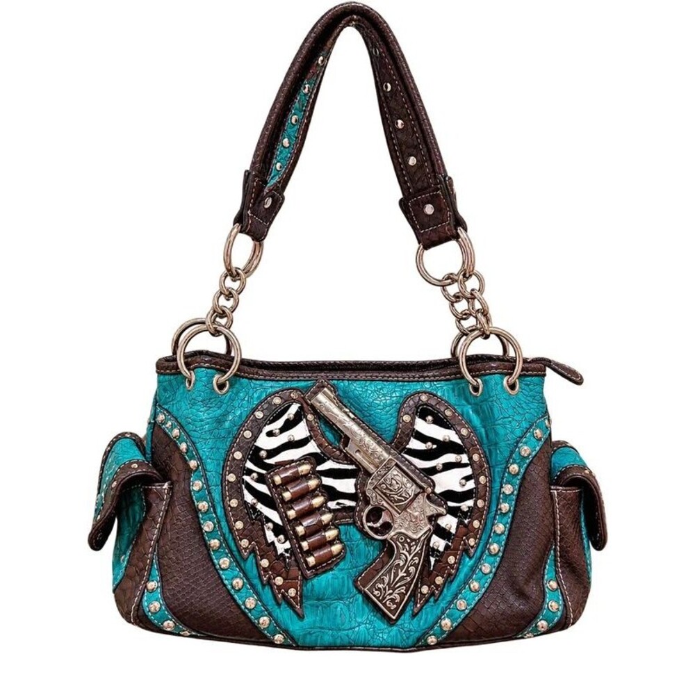 Concealed carry purse & wallet, turquoise / brown, beautiful!